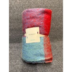 Maurices Plaid Throw Blanket 60x50 Red Teal Blue Soft Fuzzy Brushed Check New